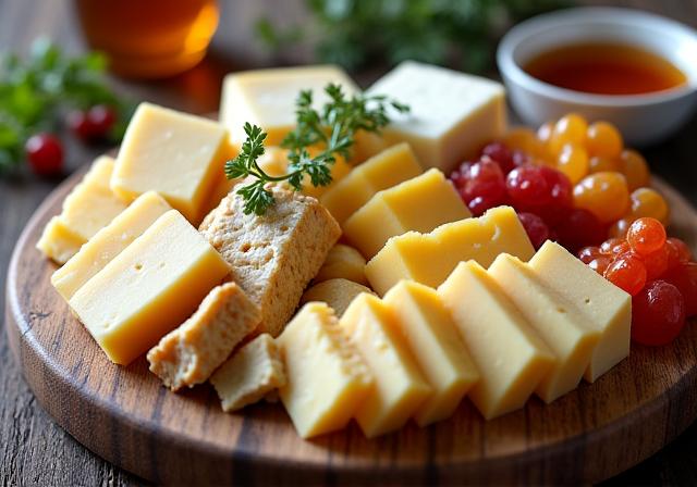 Tagliere di formaggi siciliani assortiti con miele e frutta secca